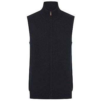 Henbury Mens Plain Full Zip Sleeveless Gilet