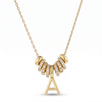 Paige Harper Cubic Zirconia Round Pave Initial Necklace
