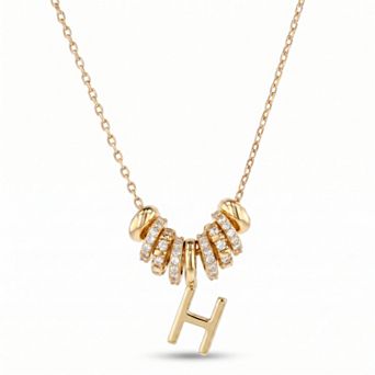 Paige Harper Cubic Zirconia Round Pave Initial Necklace