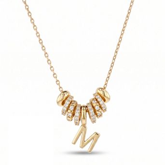 Paige Harper Cubic Zirconia Round Pave Initial Necklace