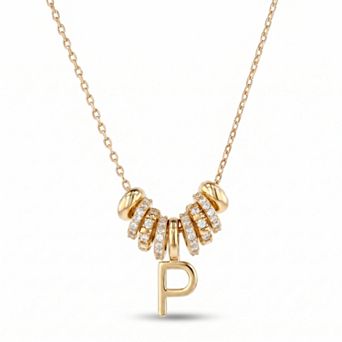 Paige Harper Cubic Zirconia Round Pave Initial Necklace