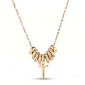 Paige Harper Cubic Zirconia Round Pave Initial Necklace