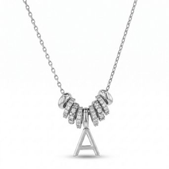 Paige Harper Cubic Zirconia Round Pave Initial Necklace