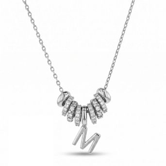 Paige Harper Cubic Zirconia Round Pave Initial Necklace