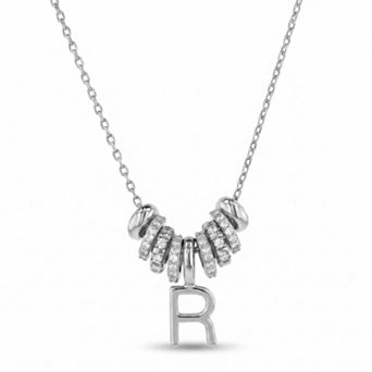 Paige Harper Cubic Zirconia Round Pave Initial Necklace
