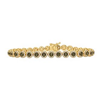 PRIMROSE Lab-Created Gemstone Halo Tennis Bracelet