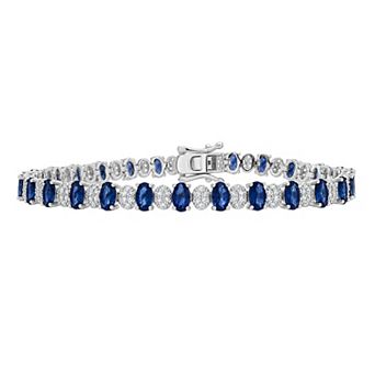 PRIMROSE Lab-Created Gemstone Oval & Round Tennis Bracelet