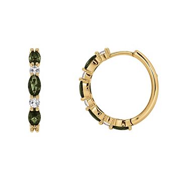 PRIMROSE Lab-Created Gemstone Oval & Round Nickel Free Hoop Earrings