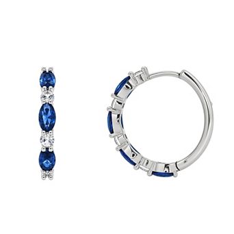 PRIMROSE Lab-Created Gemstone Oval & Round Nickel Free Hoop Earrings