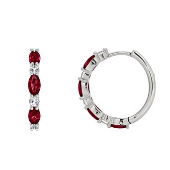 PRIMROSE Lab-Created Gemstone Oval & Round Nickel Free Hoop Earrings