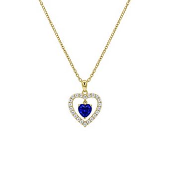 PRIMROSE Lab-Created White Sapphire & Gemstone Heart Pendant Necklace