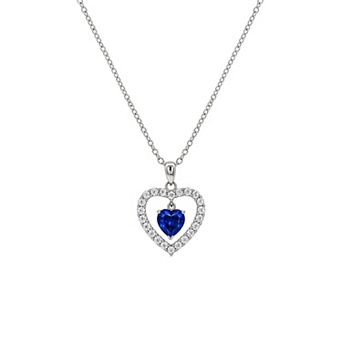 PRIMROSE Lab-Created White Sapphire & Gemstone Heart Pendant Necklace