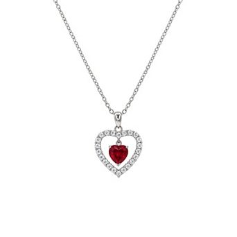 PRIMROSE Lab-Created White Sapphire & Gemstone Heart Pendant Necklace