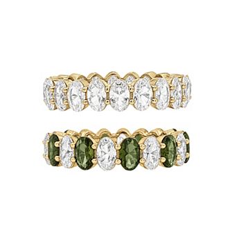 PRIMROSE 14k Gold Flash Plated Lab-Created Spinel & White Sapphire Stackable Eternity Ring Set