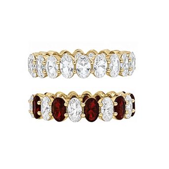 PRIMROSE 14k Gold Flash Plated Lab-Created White Sapphire & Corundum Stackable Eternity Ring Set