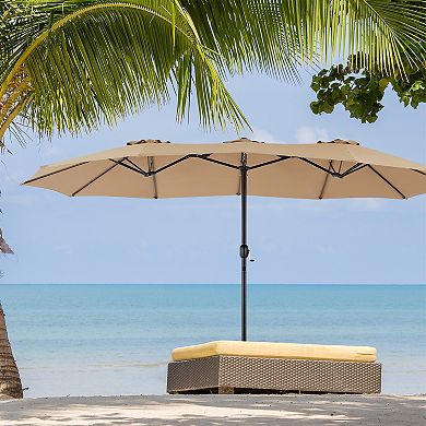 15ft Large Patio Umbrella With Base Included, Rectangle Table Umbrella Outdoor Patio