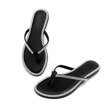 HONEY-49 Rhinestone Trim Thong Flip Flop Flat Sandals