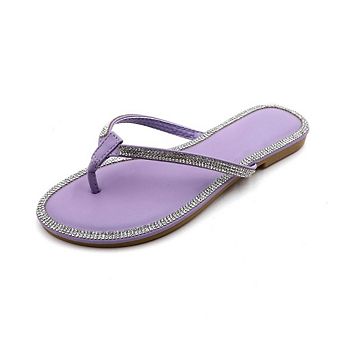 HONEY-49 Rhinestone Trim Thong Flip Flop Flat Sandals