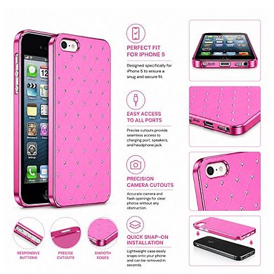 Aluminum Crystal Diamond Hard Case Pink for iPhone 5