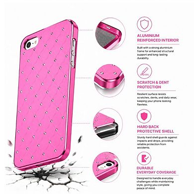 Aluminum Crystal Diamond Hard Case Pink for iPhone 5