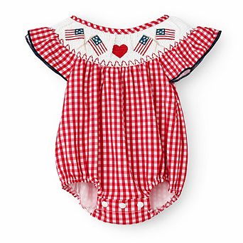 Baby Girls Patriotic Fourth of July Smocked Romper