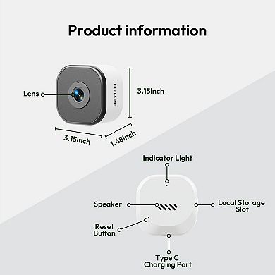 2K Smart Window Camera with Color Night Vision, Anti-Glare Mount, AI Alerts and 24/7 Recording