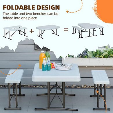 German Style Picnic Table Set, 2 Benches