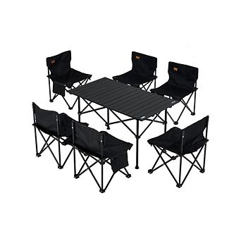 Compact Portable Picnic Table Set 6 with Seats