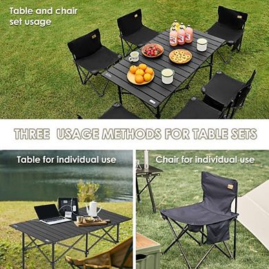 Compact Portable Picnic Table Set 6 with Seats