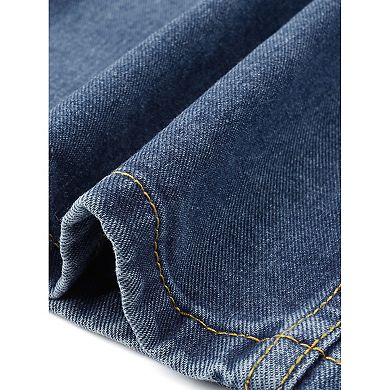 Denim Skirt for Women Midi Length Button Down H Line Long Jean Skirts