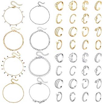 40 pc Anklets and Toe Rings Set