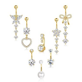 8 pc Dangle Belly Ring Set