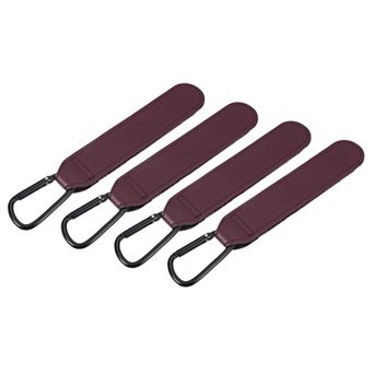 4 Pack Shopping Cart Hooks, 8" Leather Adjustable Shopping Cart Hooks for Trolleys Wheelchairs