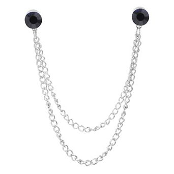 Rhinestone Chain Brooch Pins, Round Crystal Tassel Chain Hanging Fashion Crystal Lapel Suit Pins