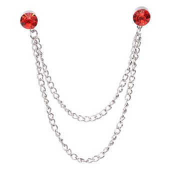 Rhinestone Chain Brooch Pins, Round Crystal Tassel Chain Hanging Fashion Crystal Lapel Suit Pins