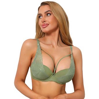 Women's French Lace Bra Full Coverage Push Up Minimizer Underwire Lingerie