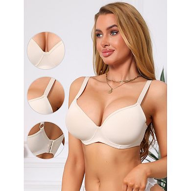 Womens Smoothing Underwire Bra Plunge Push Up Supportive Bralette