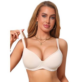 Womens Smoothing Underwire Bra Plunge Push Up Supportive Bralette