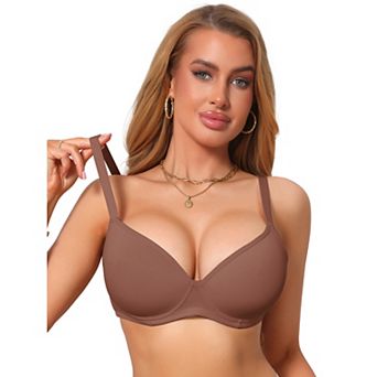 Womens Smoothing Underwire Bra Plunge Push Up Supportive Bralette