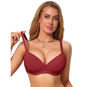 Womens Smoothing Underwire Bra Plunge Push Up Supportive Bralette