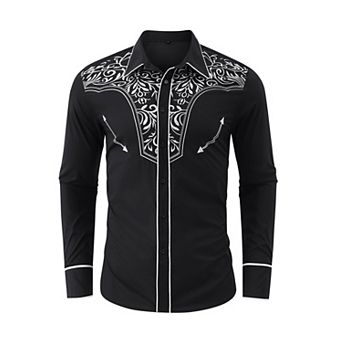 Men's Long Sleeve Slim Fit Shirt Button Closure