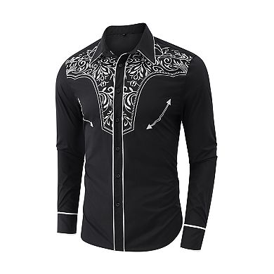 Men's Long Sleeve Slim Fit Shirt Button Closure