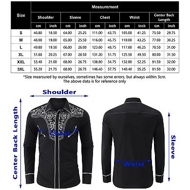 Men's Long Sleeve Slim Fit Shirt Button Closure
