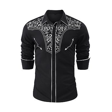 Men's Long Sleeve Slim Fit Shirt Button Closure