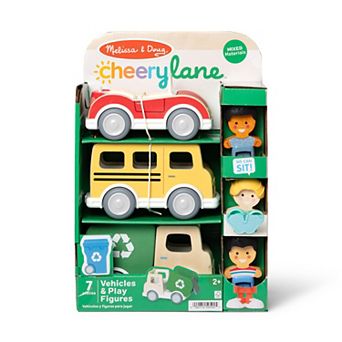 Melissa & Doug Cheery Lane 7 pc Vehicles & Play Figures Set