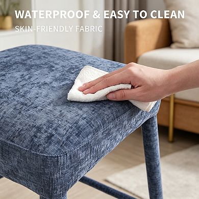 BAOURE Upholstered Fabric Backless Bar Stool Two Pack Padded Seat Sturdy Legs Footrest For Home
