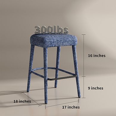 BAOURE Upholstered Fabric Backless Bar Stool Two Pack Padded Seat Sturdy Legs Footrest For Home