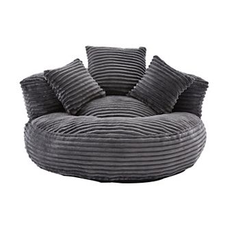 BAOURE Corduroy Oversized Bean Bag Chair With 3 Pillows For Bedroom Living Room