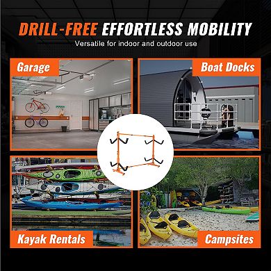 BAOURE Steel Freestanding 4 Kayak Storage Rack Adjustable Width 220 Lbs Max Load