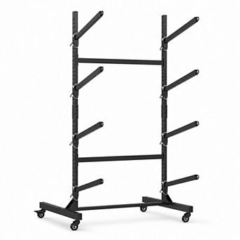 BAOURE Steel Kayak Storage Rack Holds 4 Kayaks With Lockable Wheels Adjustable Arms